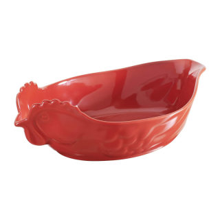 Pekáč na drůbež se slepičí hlavou 34 × 22 × 7,5 cm červená